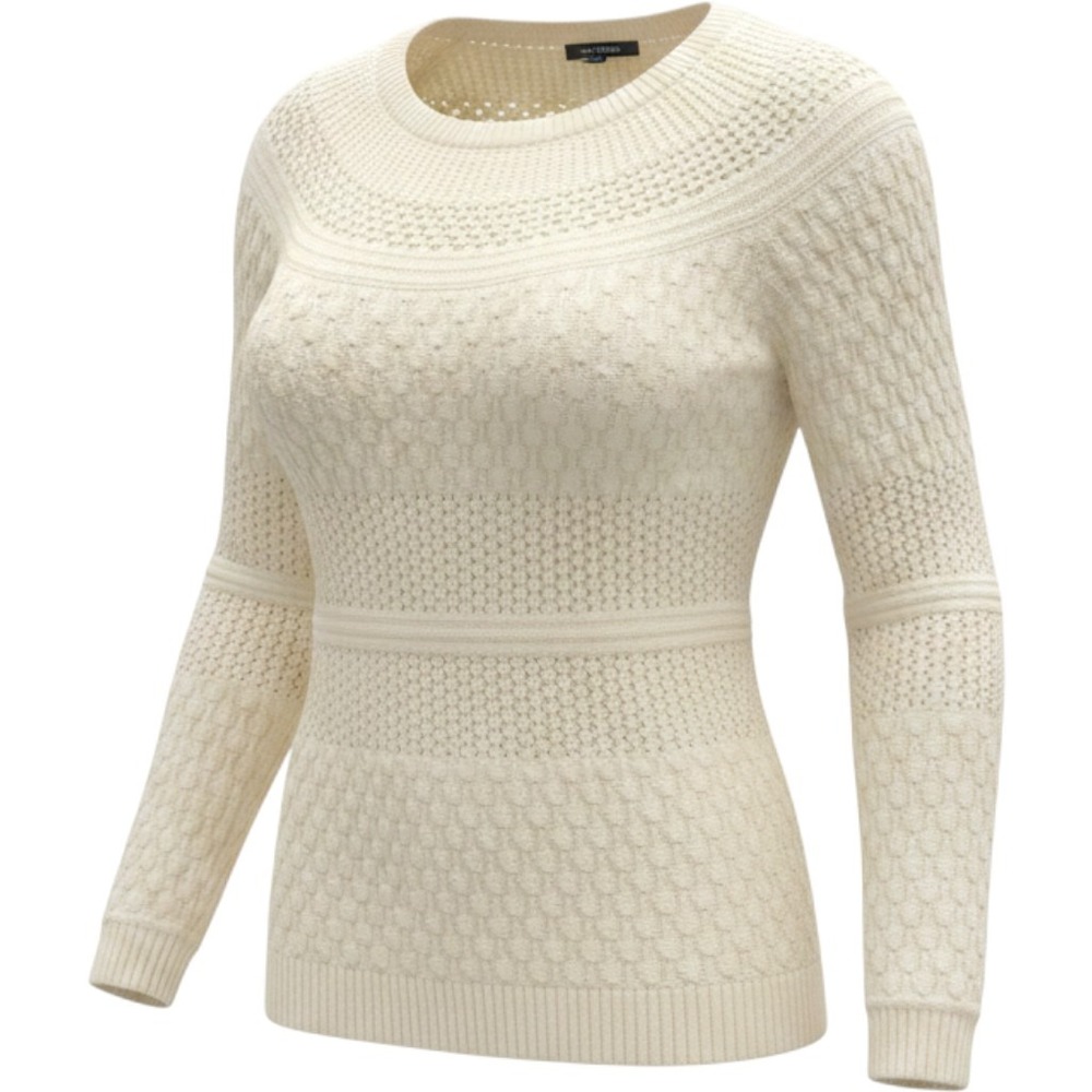 Talbots Cream Ivory Mixed Stitch Knit Sweater Crew Neck KH5348 L NWT